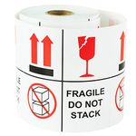 TUCO DEALS - 4" x 4" Rectangle Fragile Do Not Stack Self Adhesive Warning Shipping Mailing Labels/Stickers (300 Labels Per Roll)