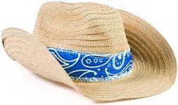 Fun Express Cowboy Hat For Men & Women - Set of 12 Hand Washable Cowboy Hats with Blue Bandana - Perfect for Western-Themed Events And For Parties of Any Size - Premium Quality, Comfortable & Durable