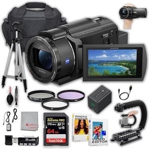 Sony FDR-AX43A UHD 4K Handycam Camcorder with 64GB Extreme Memory, Editing Software, U-Grip, Tripod, Filters & More, full-size, Black