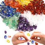 XIANNVXI 400 Pcs Drilled Crystal Beads for Jewelry Making,7 Chakra Coloured Beads Mixed Beads for Crafting,Bracelet Beads Craft Beads,5-8mm Natural Tumbled Chips Beads Gemstones Beads