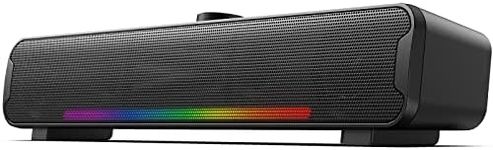 Computer Speakers, Bluetooth V5.3 RGB Laptop Sound Bar, 16W Dual 2.0 HiFi Stereo with 6 Colorful LED Modes, USB Powered Gaming Speakers for Desktop, Phone, PC, Laptop, Tablets(Include USB C Adapter)