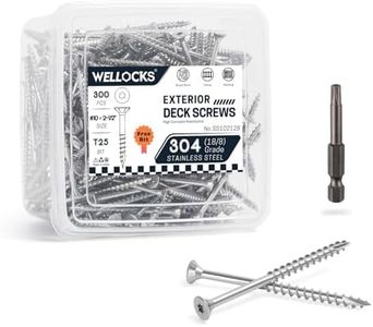 WELLOCKS Deck Screws 304 Stainless Steel #10×2-1/2" 300 PCS with T25 Star Torx Drive Flat Head Wood Screws High Corrosion Resistance for Outdoor Wood Fence(SS10212B)