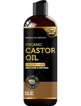 Brooklyn Botany Cold-Pressed Organic Castor Oil for Skin, Hair and Face - 100% Pure and Natural Body Oil and Hair Oil - Carrier Oil for Essential Oils - 236 ml - Hexane-Free