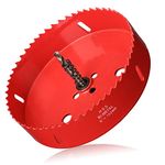 6 inch Hole Saw for Wood, 152mm Diameter HSS Bi-Metal Hole Cutter Circular Drill Bit for Plastic, Drywall, Plasterboard, Fiberglass and Vent Pipe, 3/8” Hex Shank