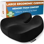 Seat Cushion for Office Chair - Tailbone Pressure Relief Cushion - Coccyx, Lower Back, Hip, Butt, Sciatica Pain Relief Pillow - Memory Foam Chair Cushions for Desk Chairs, Car Seats, Wheelchairs