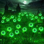 KOOPER Halloween Decor Eyeball Lights, 2 Pack Solar Eyeball Stake Lights Halloween Decorations, Waterproof Solar Halloween Lights Outdoor for Pathway Yard Garden Halloween Decorations (Green)