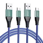 USB C cable,C-type fast charging cable blue nylon braided,USB Type-C charging cable 1.5m(2 packs),compatible with Samsung Galaxy S22 S21 S20 S10 S9 S8 Plus Note 10 9 8,Huawei, Google Pixel-blue