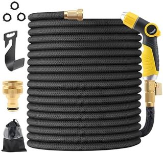 Expandable Garden Hose, with 8-Pattern Nozzle, 1/2' & 3/4' Convertible Connectors, Retractable Water Hose High Pressure for Car Wash & Lawn Watering (100FT)