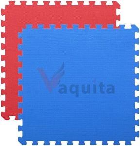 VAQUITA® Puzzle Exercise Mat, Interlocking floor mats, Size (100cm x 100cm), Reversible gym floor mat, Kabaddi mat, playing mat, Yoga mat (RED & BLUE, 20MM- 2 MATS)
