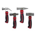 HOUSERAN 4-Piece Hammer Set, 8oz Claw Hammer, 13.3oz Ball Peen Hammer, 1lb Sledge Hammer, 0.85lb Blacksmith Hammer with Shock Absorbing Fiberglass Handle