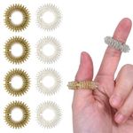 Wisdompro 16 Pcs Spiky Sensory Finger Rings, Flexible Fidget Ring for Adults, Men and Women, 2 Colors (Silver and Gold)