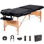 GreenLife® Basic™ 28 Inches Width Height Adjustable Portable 2 Fold Massage Reiki Facial Table Bed with Free Carrying Bag & Head Rest & Arm Rests (All Included, Black)