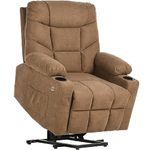 YITAHOME Recliner Armchair, Power Massage Lift Recliner Chair with Heat Vibration for Elderly, Heavy Duty Safety Motion Reclining Mechanism, Electric Reclining Chairs, Antiskid Fabric (Brown)