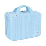 NFI essentials Hard Shell Vanity Cases for Women Travel Portable Carrying Cosmetic Case Suitcase Organizer Makeup Storage Box for Girls Toiletries Bag (Blue)