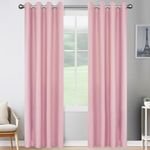 JIVINER 2 Panel Set Linen Blackout Curtains for Bedroom Living Room Darkening Curtains Grommet Thermal Insulated 84 inch Window Drapes Panels (Baby Pink, W52 X L84,2 Panels)