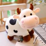 Tinytotem Milky Moo Cow Plush Soft Toy Stuffed Cartoon Pet Kawai Animal Plushie Cattle Toys Doll Birthday Gifts for Friends Kids Girls Decorative Toy White 28cm