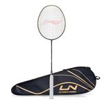 Li-Ning Wind Lite 700 II Carbon Graphite Badminton Strung Racket with Full Racket Cover (Dark Grey/Lime)