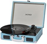 Denver VPL-120BT Bluetooth Vinyl Record Player with USB, record to MP3, AUX IN for phone/tablet, RCA Out, Stereo Speakers - Blue