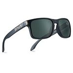 Bnus italy made classic sunglasses corning real glass lens w. polarized option, B7066 Matte Black / Polarized Green, 56mm