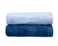 Mush Bamboo Hand Towels Set of 2 | 100% Bamboo Gym Towel for Men/Women Workout | Ultra Soft, Absorbent & Quick Dry Towel for Gym, Travel, Sports and Yoga | 75 X 35 cms | 600 GSM (Navy & Sky Blue)