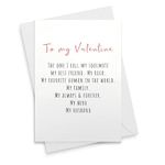 Happy Valentine's To My Husband, Valentines Day Card For Husband, Vday Gift For Him, Romantic Valentine Card From Wife [01424]