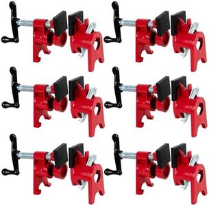 ATPEAM 3/4'' Pipe Clamps for Woodworking Heavy Duty Cast Iron Wood Gluing Pipe Clamp Set for Woodworking, Carpentry, Home Improvement, and DIY Jobs (6, Red, Protective Pads)