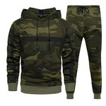 AOTORR Mens Sweatsuits 2 Piece Casual Tracksuits Camo Hoodie Jogging Sweatpants Suit, Armygreen#105, X-Large