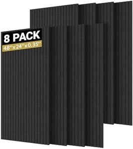 TONOR 8 Pack Large Acoustic Panels,48" X 24" X 0.4" Acoustical Wall Panel, Self-Adhesive Sound Proof Panels, Decorative Soundproof Wall Panels for Echo Absorption for Home Studio Office, Black