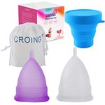 CROING 𝙋𝙚𝙧𝙞𝙤𝙙 𝘾𝙪𝙥 Reusable 2 pcs Menstrual Cups with 1 pc Silicone Cup and 1 pc Storage Bag, Period Cup