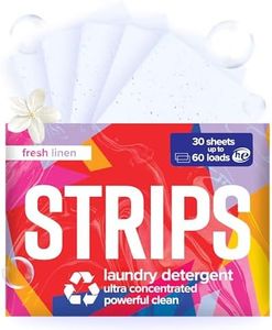 STRIPS Laundry Detergent Sheets Fresh Linen Scented (30ct, 60 loads) Eco Liquidless Soap, Travel-Friendly, Dissolves in Hot & Cold, Hypoallergenic, Tackles Tough Stains & Odors