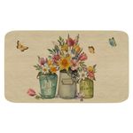 comfoyar Flowers Vase Butterfly Decorative Door Mat, Door Mat with Non-Slip Rubber Backing, Easy Cleaning, Traps Dirt, Rug for Entry, Patio, Garage, 43 x 75 cm