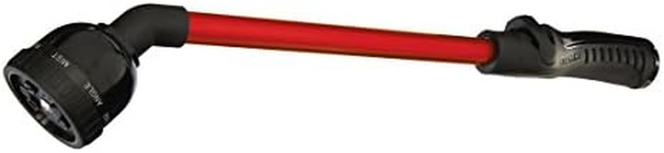 Dramm Rain Select Rain Wand – 9-Pattern Adjustable Spray Head with One Touch Thumb Valve – 16 Inches Long, Red