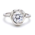 Ornate Jewels 925 Silver Round AAA Grade American Diamond Flower Ring for Women and Girls Engagement Wedding Jewellery