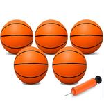 5" Mini Basketball for Kids Adults, Bouncy Indoor Basketball for Over Door Basketball Hoop, Toddler Rubber Ball for Beach Pool Arcade Game, Sport Interactive Toy Gift for Boys Girls (5 Pack with Pump)