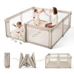 Sweeby Baby Playpen, Foldable Play Yard, Extra-Large Baby Fence for Indoor & Outdoor Use, Safe Playpen for Babies and Toddlers (Beige, 150 x 150 cm)