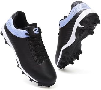 BKWHDAY Softball Cleats for Women Baseball Shoes Molded Rubber Spikes Turf Dirt Fields BlackBlue