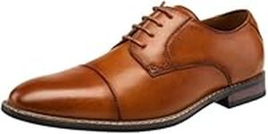 JOUSEN Mens Dress Shoes Classic Cap Toe Oxford Shoes for Men Modern Derby Business Shoes (AMY645ACA polishedbrown 10)