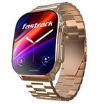 Fastrack Astor FS2 Pro 1.96" Super AMOLED Smart Watch, Metal Body with 1000 Nits Brightness, SpO2, BP & Sleep Monitor, BT Calling, 100+ Sports Modes – Smartwatch for Men & Women (Rose Gold)