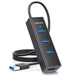 Unitek 4-Port USB 3.0 Hub, 4 Foot Long Cable with Micro USB Charging Port, USB Extension Multiple Port Splitter Compatible Windows PC, Laptop, Flash Drive, Wireless Mouse Keyboard 4FT - Black