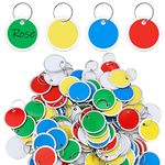 SAVITA 50pcs Metal Rim Key Tags, 1.22inch Round Paper Tags Blank Round Key Labels Key Identifiers Tags with Ring for Luggage Backpack DIY Car Keys and Door Keys (Mixed Color)