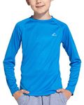 Willit Boy's UPF 50+ Sun Protection Shirt Long Sleeve Rash Guard Swim Shirts Youth SPF Fishing Quick Dry Shirt Brilliant Blue M