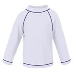 TIZAX Boys' Long Sleeve Swimming Shirts Kids Rash Vest Swim Tops UPF50+ Sun Protection Rash Guard Quick Dry, 5 Years, A-white