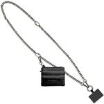 Save the Girls Clip and Go Phone Metal Chain with Pouch (Gun Metal - Black Pouch) – Stylish Phone Lanyard Crossbody with Wallet for Women, Hands-Free Carrying and Adjustable Crossbody Chain Strap
