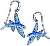 Guy Harvey Flying Fish Earrings - Sterling Silver and Vitreous Enamel Earrings