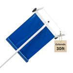 Maplefield Adjustable Roof Snow Rake with PVC Curtain - Great for Clearing Snowy House Roofs - Prevents Ice Build Up - Includes Storage Strap (30ft Length)