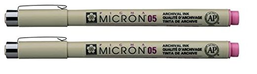 SAKURA PIGMA MICRON 05 FINELINER PEN, 0.45MM LINE WIDTH, PACK OF 2 (Rose)