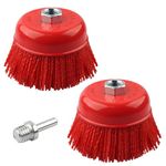 WENHUALI 4" Abrasive Filament Nylon Cup Brush for 4 1/2 Angle Grinder, Nylon Wheel Brush with 5/8-11 Threaded Arbor, Quickly Remove Rust, Paint - Surface Prepping of Various Metals (2 Pack)