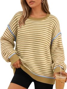 LILLUSORY Women's Striped Oversized Fall Sweater Long Sleeve Shirt 2026