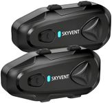 SKYVENT Q4 Motorcycle Bluetooth Communication System Headset Intercom, 4 Riders 1500m Music Sharing, FM, Noise Cancellation, IP65 Waterproof, Dual Pack