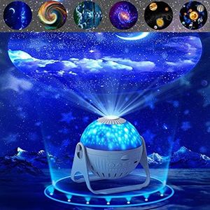 LEVGRY Planetarium Projector Star Galaxy Projector-6 in 1 Planetarium Constellation Projector, 360° Adjustable with Planets Nebulae Moon, Ceiling Projector for Kids Room Decor, Night Light Ambiance